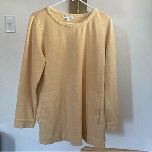 PureJill Organic Grown Cotton Butter Yellow Long Sleeve Tunic Top Size Large
